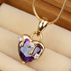 "Heart Drip Purple Pendant with Gold Plating Glam Charm, XPPT1700